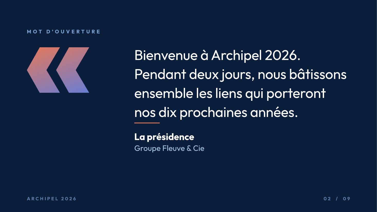Archipel 2026, diapositive 2 sur 9